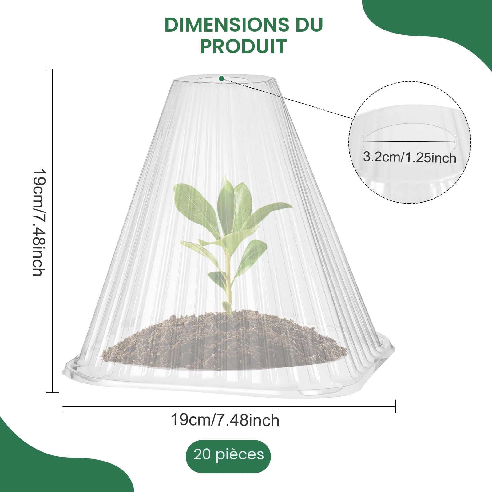 Cloches pour Plantes de Jardin 20PCS, Cloche Réutilisable Protection Plantes en Plastique