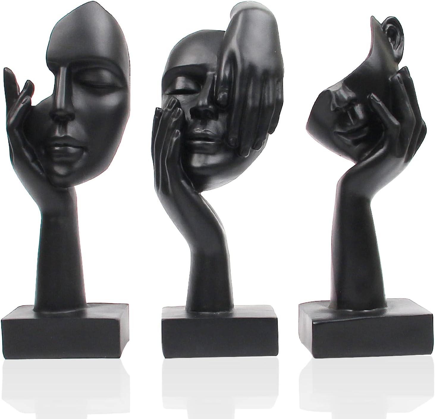 Suerhatcon 3 Piece Abstract Face Statues for Home Decor, Thinker Figurines Modern Sculpture for Home Office Book Shelf Coffee Table Decoration