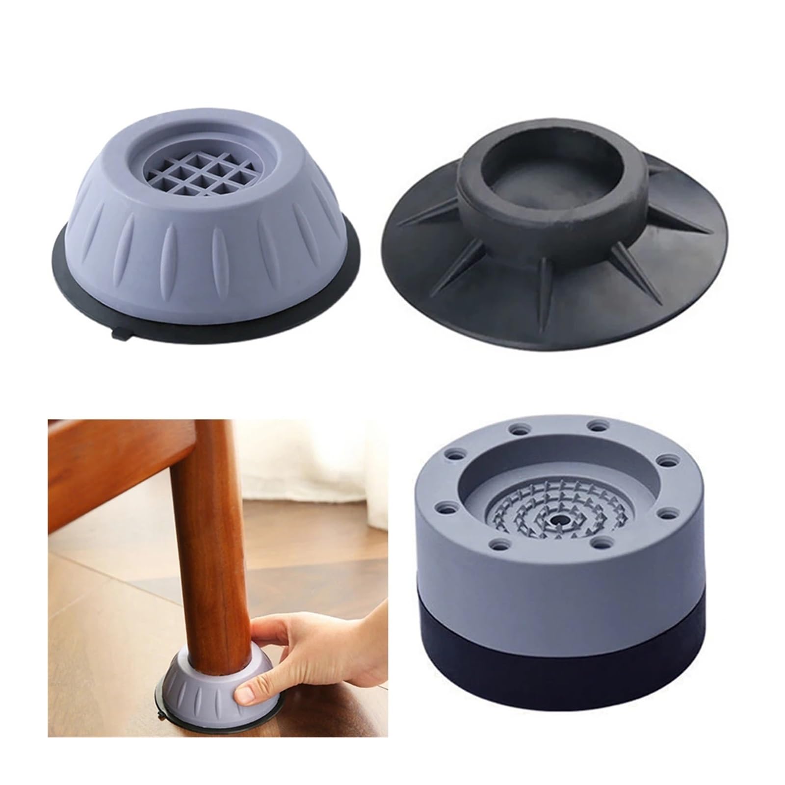 Almohadillas de goma antivibración, antideslizantes, silenciosas para lavadora, refrigerador, soporte para muebles (2 unidades, azul)