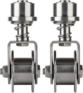 2pcs Groove Spring Universal Wheel 304 Stainless Steel Heavy Duty Track Wheel Caster Sliding Gate Roller Wheel for Swing Sliding GateH Type,2 in