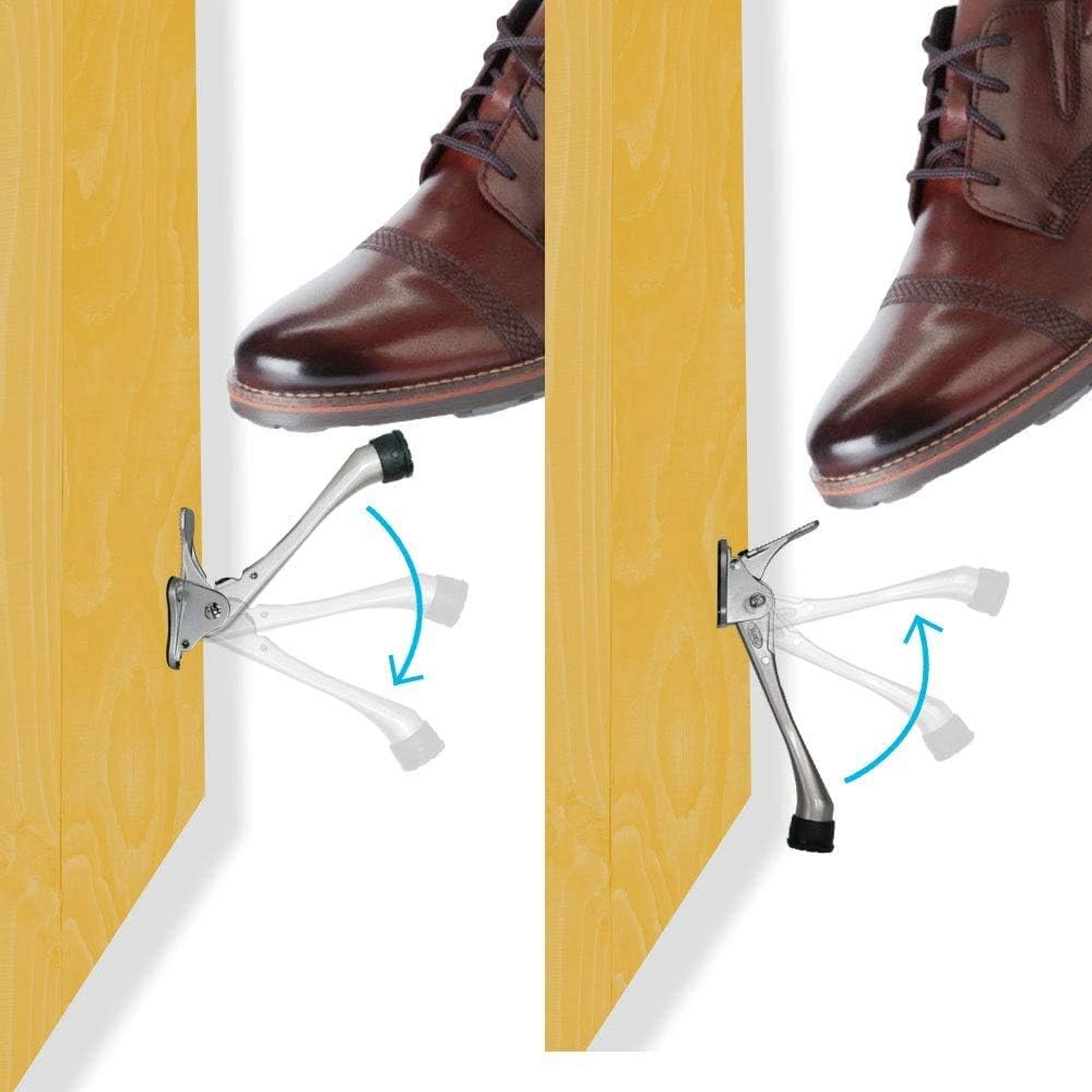 HASHI (4 inch, Satin Nickel) One-Touch Door Stopper - 4 inch Door Stop with a Height-Adjustable Rubber : Office Products