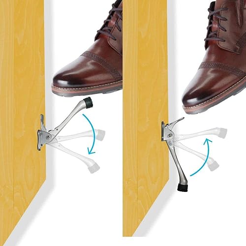 Miniatura 4 de HASHI - Tope para puerta de un solo toque, de 4 pulgadas, con pata de goma de altura ajustable.