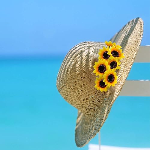 Miniatura 6 de HUIANER 100 cabezas de girasol artificiales, 1.6 pulgadas, cabeza de flor de simulación falsa para decoración del hogar, fiesta, boda, pastel