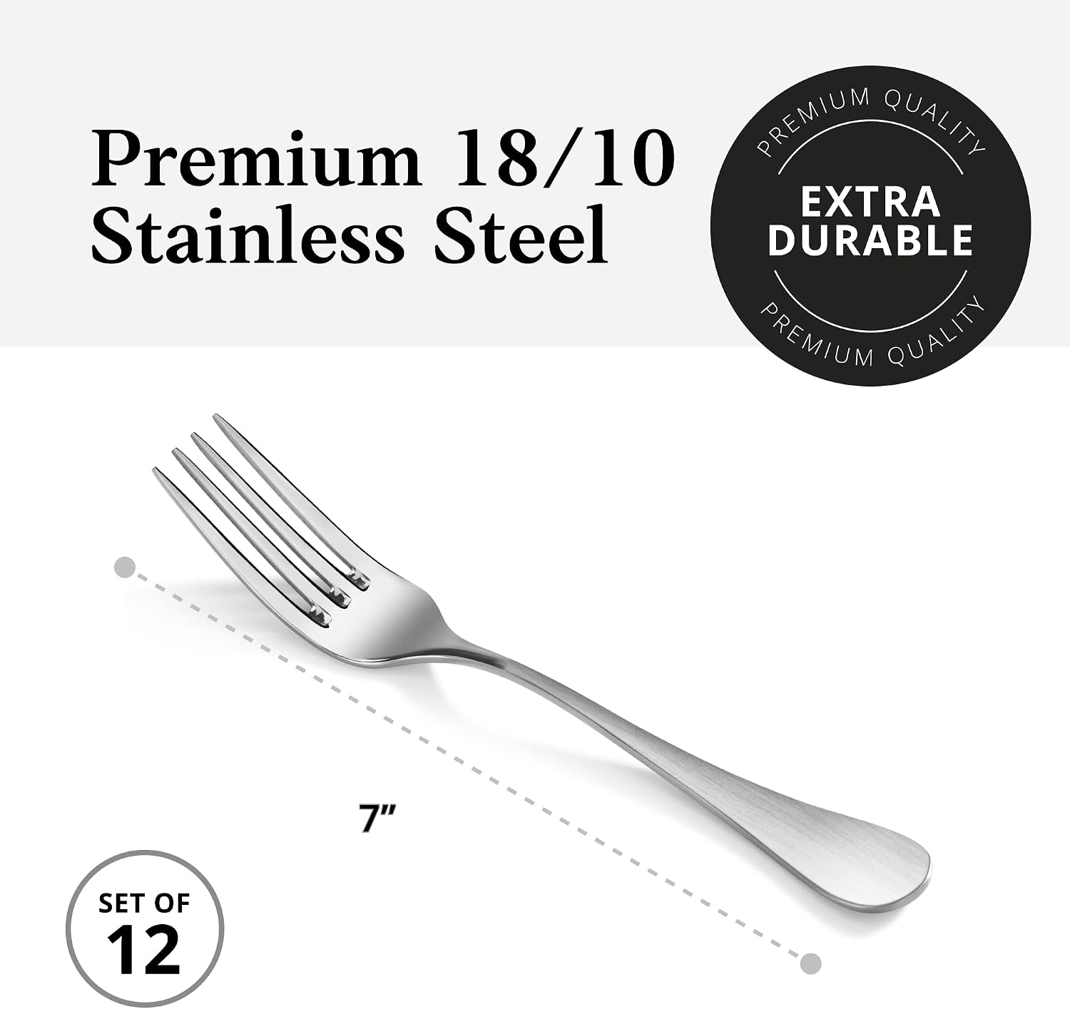 Artaste Rain Matte Salad Fork, 12-Piece | 18/10 Stainless Steel