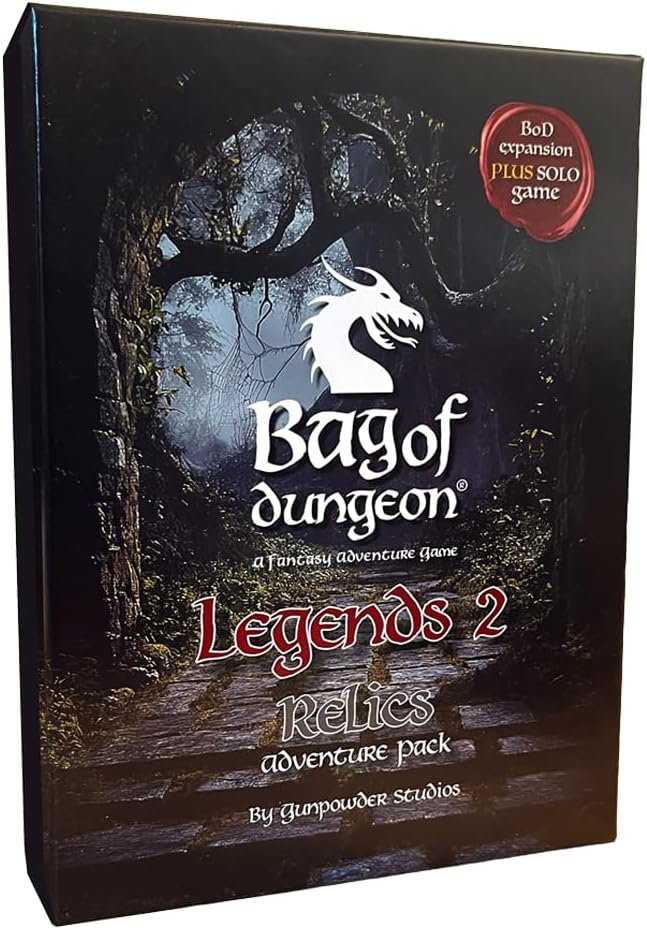 Bag of Dungeon Legends 2: Relics - Paths of the Ancients | 4-in-1 Adventure Pack Expansion for Any Game | Includes Solo Game | RPG Fans | 1–4 Players, Ages 7+ | Classic Dungeon Crawler