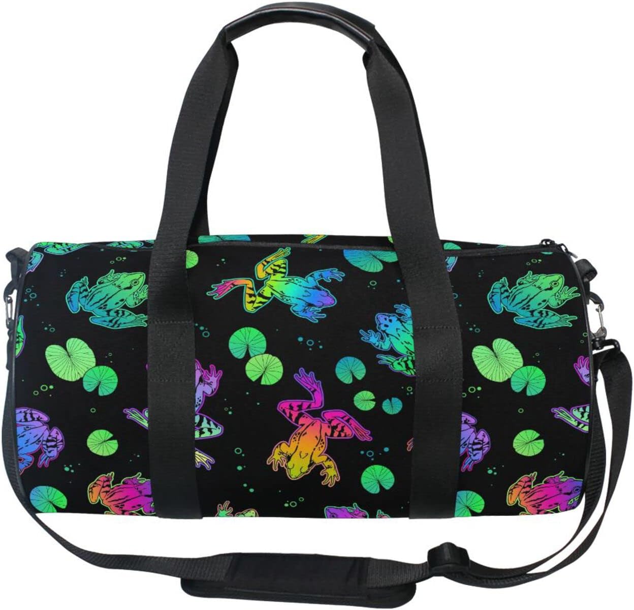 Duffel Bags Colorful Frogs Gym Bag Round Sports Bag Canvas Travel Luggage Overnight Bags for Men Women