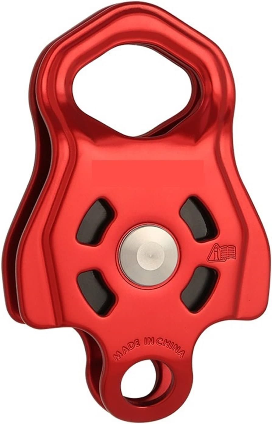 INLIMA Pulley Professional Single Pulley Gear in Ball Bearing Mountaineering Rock Climbing Zipline Traverse-Solving Carriage Pulley (Color : Rojo)