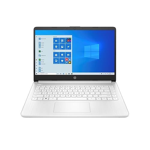 HP 14 Laptop, Intel Celeron N4020, 4 GB RAM, 64 GB Almacenamiento, Pantalla táctil HD de 14 pulgadas, Windows 11 Home, Delgado y portátil, Gráficos 4K, Un año de Microsoft 365 (14-dq0080nr, Blanco Nieve)