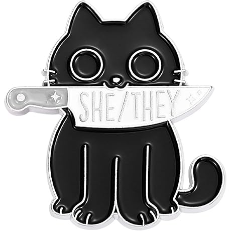 LGBTQ Pronoun Identity Cat Enamel Pin