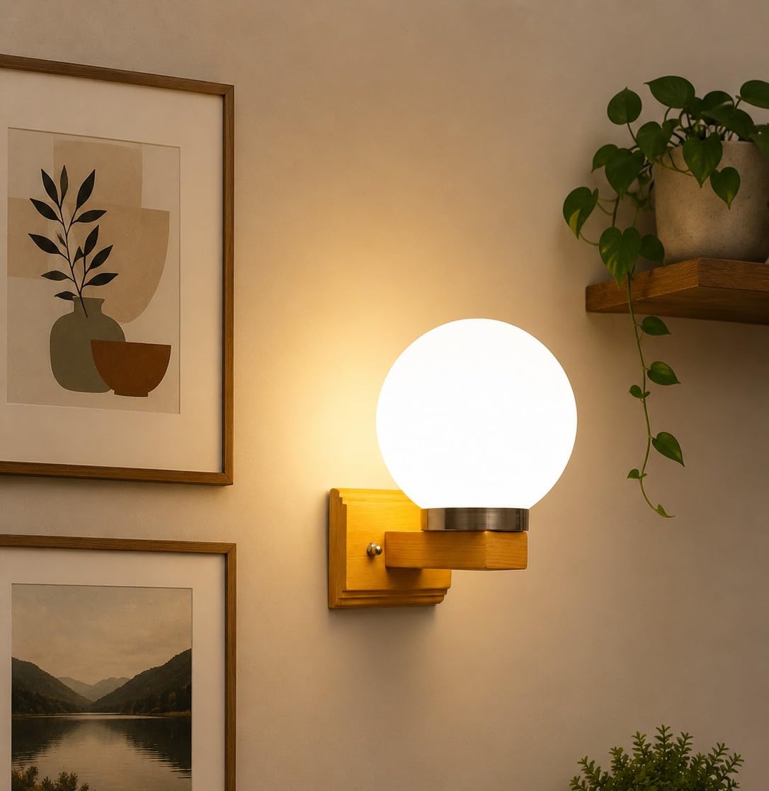 Mahganya Industries Designer Home Decorative Modern Wall lamp for Living Room, Bedside, Bedroom, Decorative Light for Indoor Application Without Bulb Round lamp Up Down Both Side (Yellow, White)-image-10