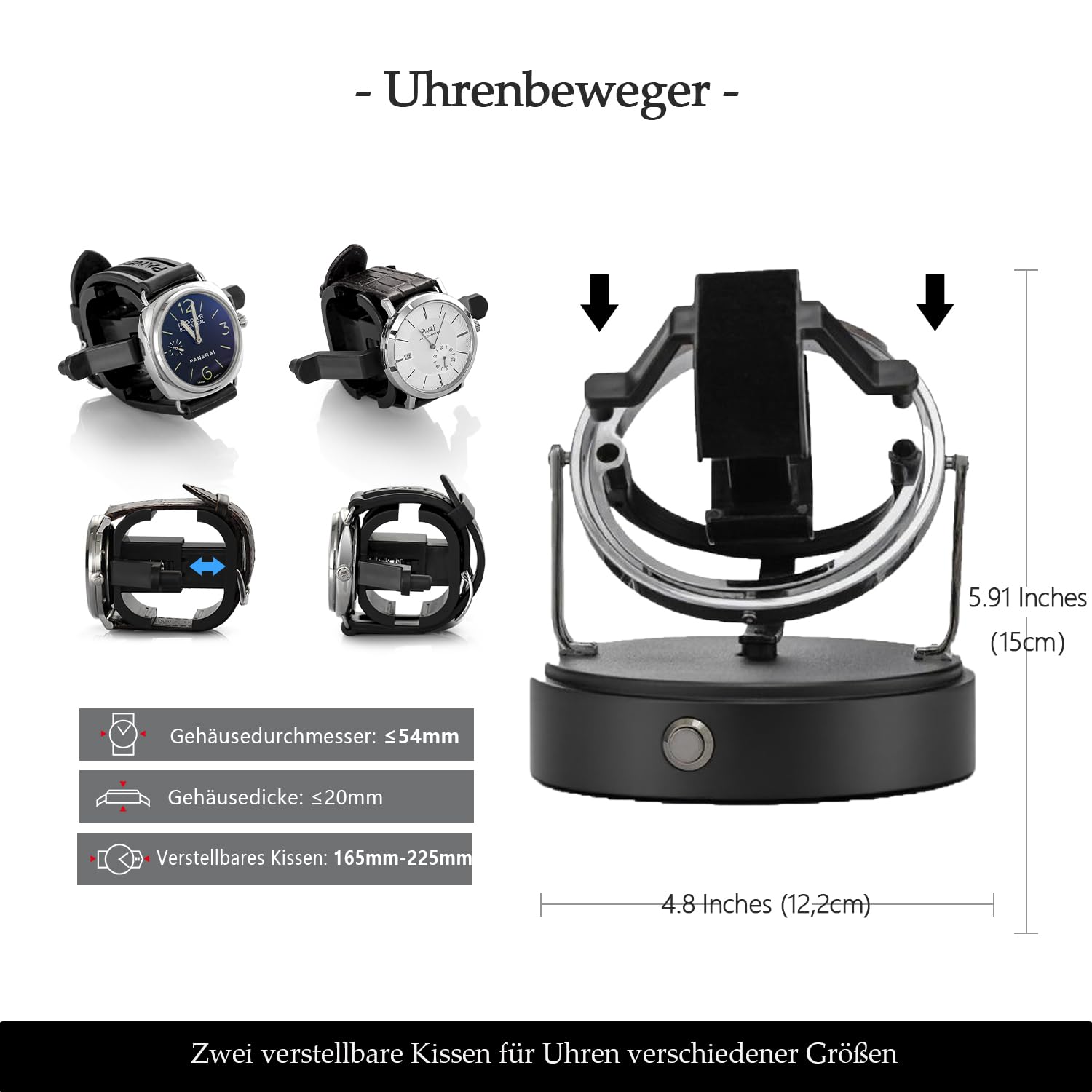 Orbit Uhrenbeweger für mechanische Uhren, leiser Motor, passend für Damen und Herren, für Rolex und die meisten, Gold, Modisch 360° Drehung