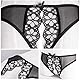 VisSec Damen String Tanga Ouvert Slip Sexy Unterwäsche Unterhosen Dessous Offener Schritt Wetlook Spitze Reizvoller Niedrige Taille, Schawarz (Schwarz, XL - 42)