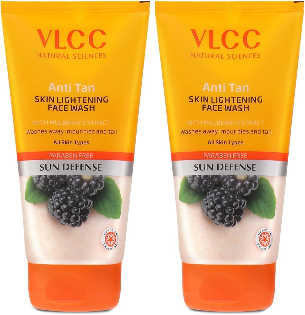 Anti-Tan Skin Lightening Face Wash – 150 ml x 2 (300 ml) | With Mulberry & Orange Peel Extract | Brightening Sunscreen with Broad Spectrum Protection | Removes sun damage, spots and dullness