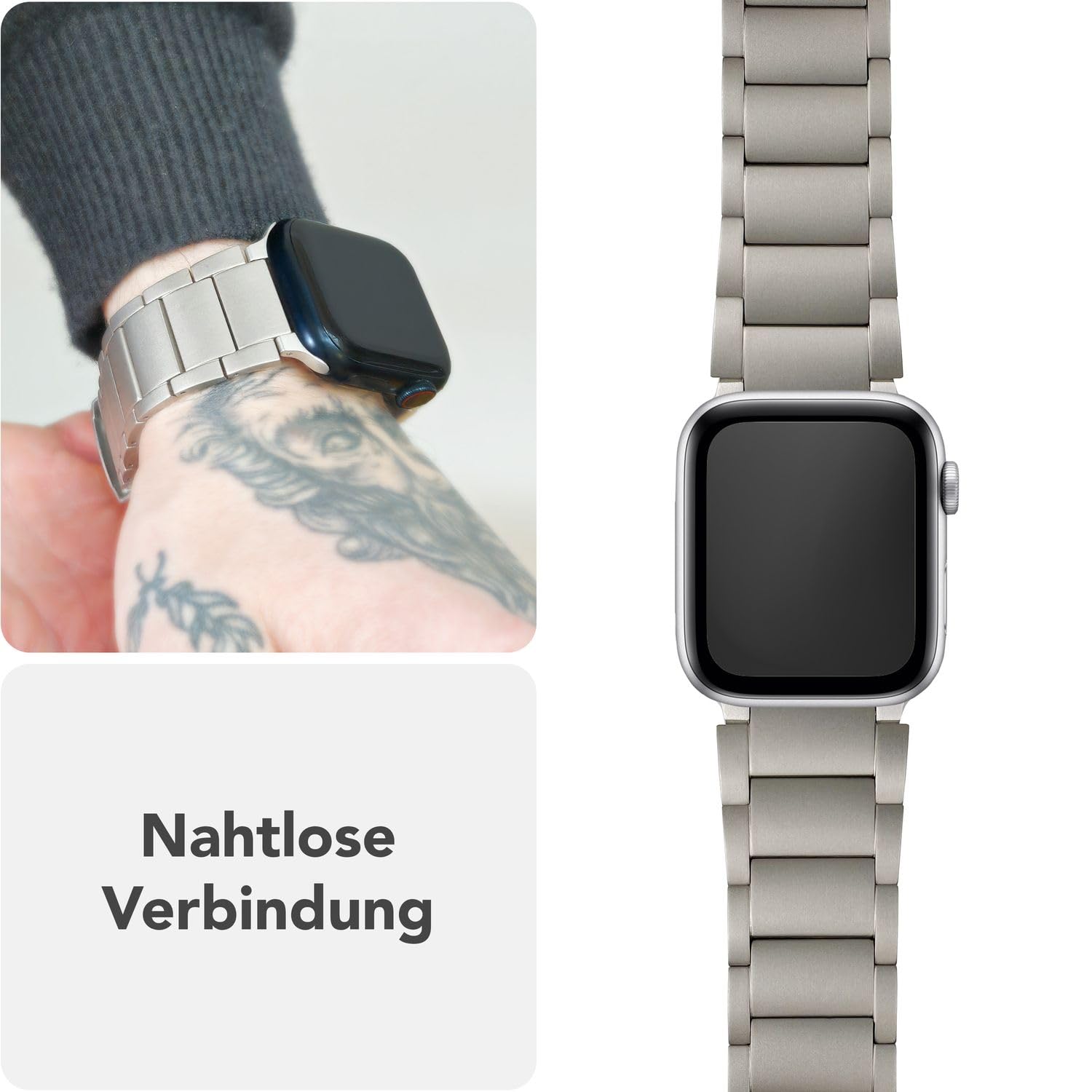 NALIA Argon Titan pasek kompatybilny z Apple Watch Series Ultra/SE/10/9/8/7/6/5/4/3/2/1, lekki, metalowy pasek zamienny z składanym zapięciem, 38/40/41/42 mm i 42/44/45/46/49 mm