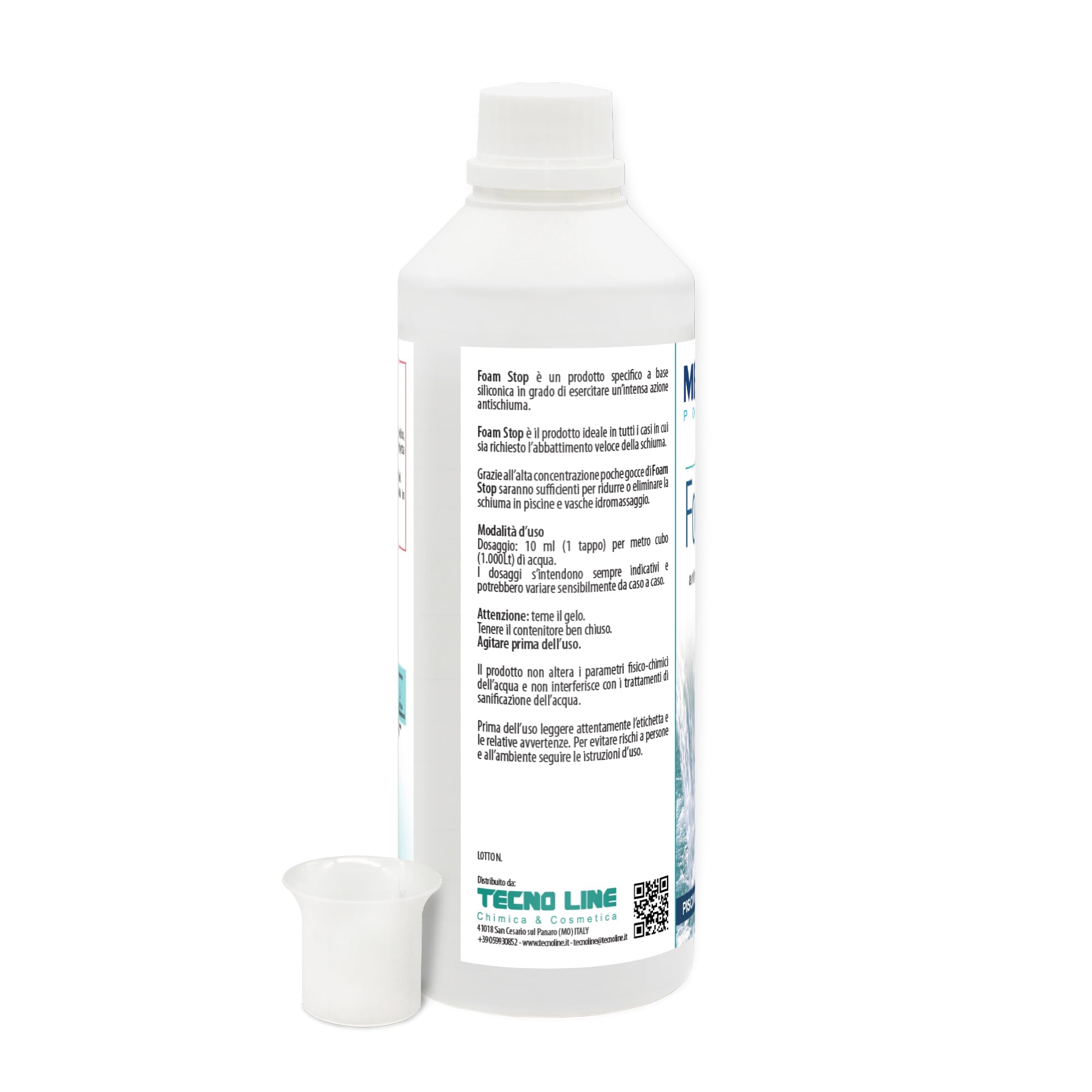 Metacril Antimousse siliconique super-concentré Foam Stop 500 ml Idéal pour spa, jacuzzi et piscine Gobelet doseur offert