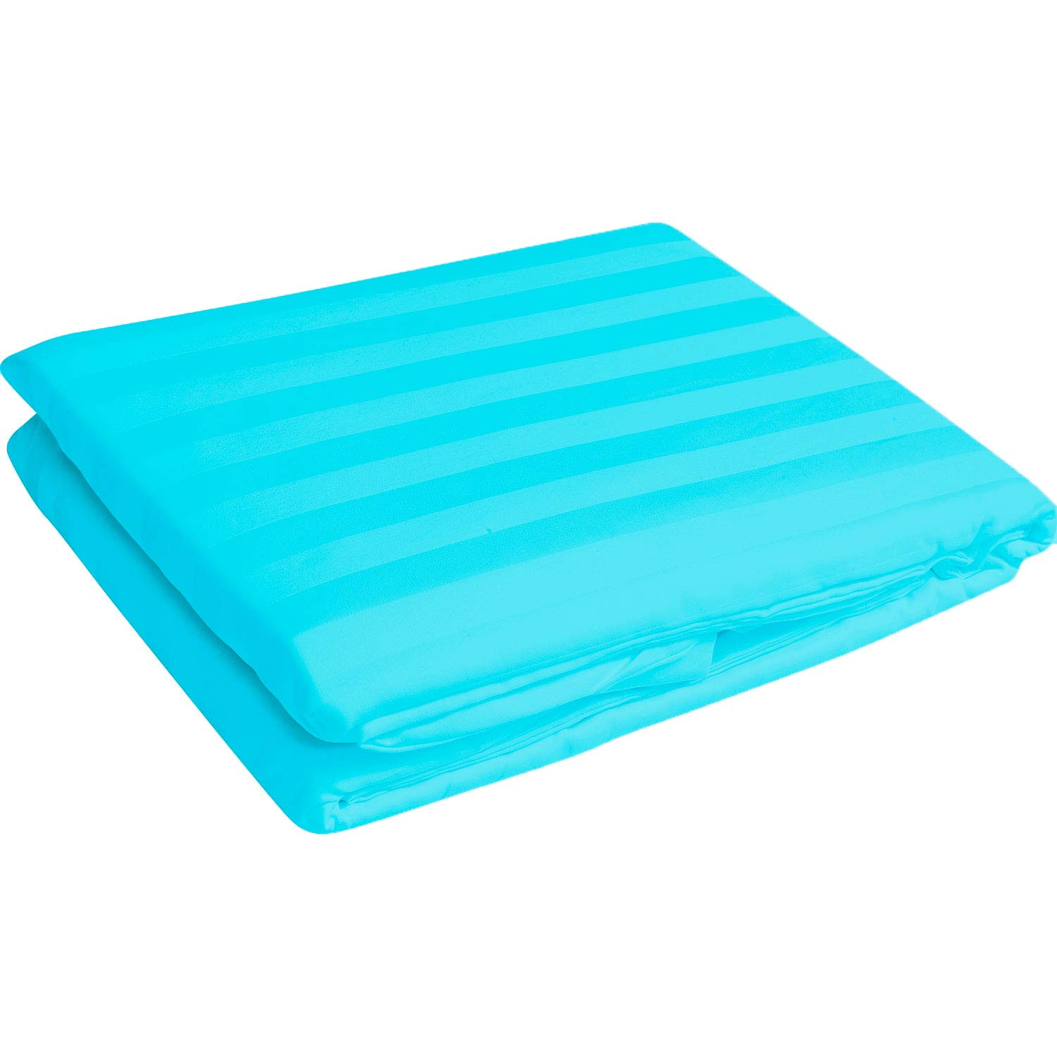 Drap-housse turquoise à rayures avec taies d'oreiller pour lit double cocooning