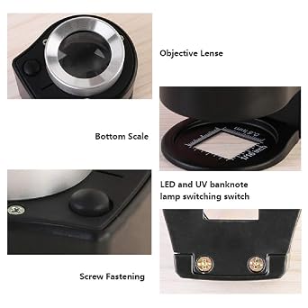 30X Handheld Rechargeable Magnifying Glass Jewelers Loupe with Light, 6 LED Desktop Metal Magnifier Portable Eye Loop for Textile Optical Jewelry Coins Currency Stamps