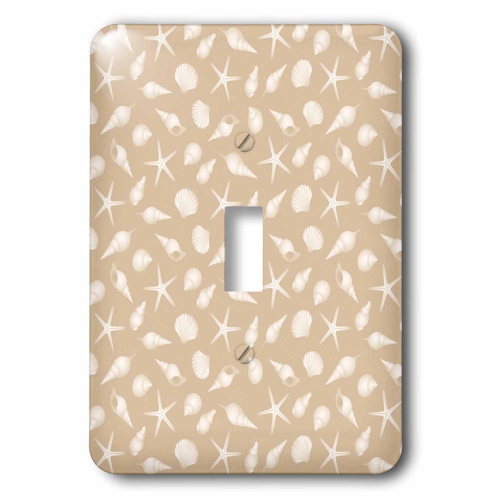 Interrupteur à bascule simple blanc design étoile de mer et coquillages de sable