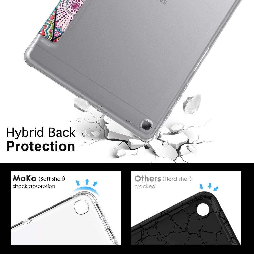 MoKo Case Fit Samsung Galaxy Tab A 10.1 2019, Slim Smart Shell Stand Folio Case with Soft TPU Translucent Frosted Back Cover for Galaxy Tab A 10.1" SM-T510/SM-T515 2019 Tablet - Rhombic Mandala