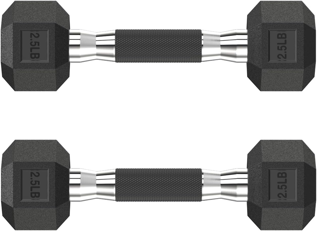Hex Dumbbell Set 2.5-400 lb, Rubber Encased Exercise & Fitness Dumbbells, Weights Dumbbells Set of 2, Hand Weight for Strength Training