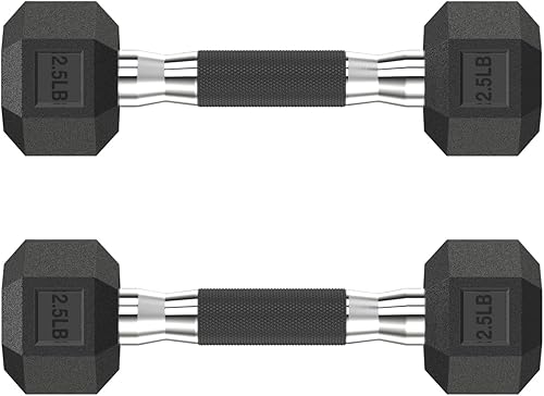 Miniatura 12 de Juego de 2 mancuernas hexagonales de 2.5 a 65 libras con revestimiento de goma, mancuernas para ejercicio y fitness, peso de mano para entrenamiento