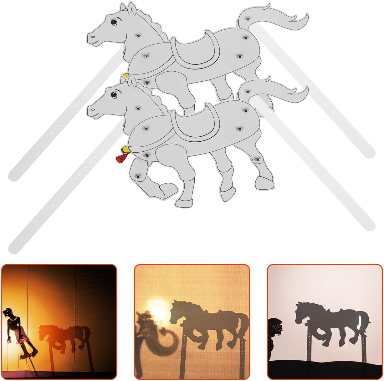 Milisten Meticulously Crafted Horse Shadow Puppets 4pcs Perfect for Puppet Shows