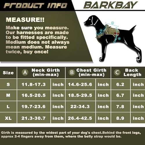 Barkbay Tactical Dog Harness Large,Military Service Weighted Dog Vest Harness Working Dog Molle Vest With Loop Panels,No-Pull Training Harness With Leash Clips For Walking Hiking Hunting thumb #4