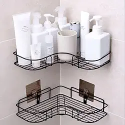 Kit 2 Prateleira de Canto Porta Shampoo Sabonete Suporte Box Banheiro Organizador Sem Furar Parede Nicho Organizador