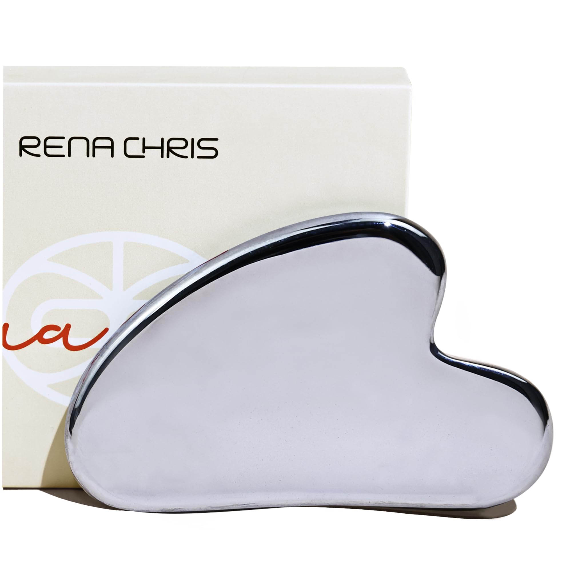 Rena Chris Gua Sha Facial Tools: Natural Terahertz Guasha Tool for Face Acupuncture Therapy, Facial Massager for Jawline Sculpting and Puffiness Reducing (Silver-Grey)