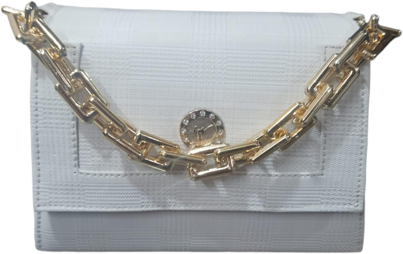 White Puch lock hand bag women