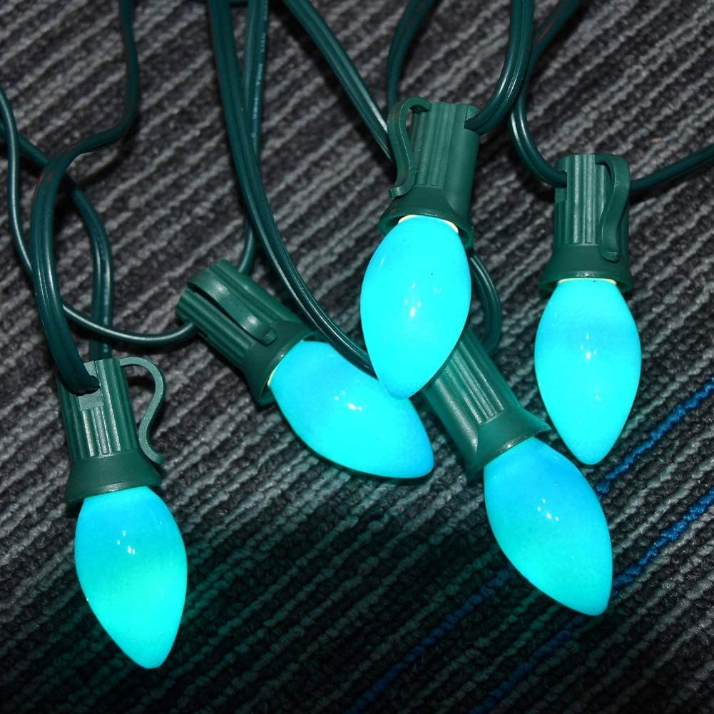SUNSGNE C7 LED Blue Replacement Christmas Light Bulbs, 0.6W LED E12 Candelabra Base Bulbs - Great for Christmas Outdoor String Lights, Salt Lamp, Night Lights, Decorative Lights, Pack of 25