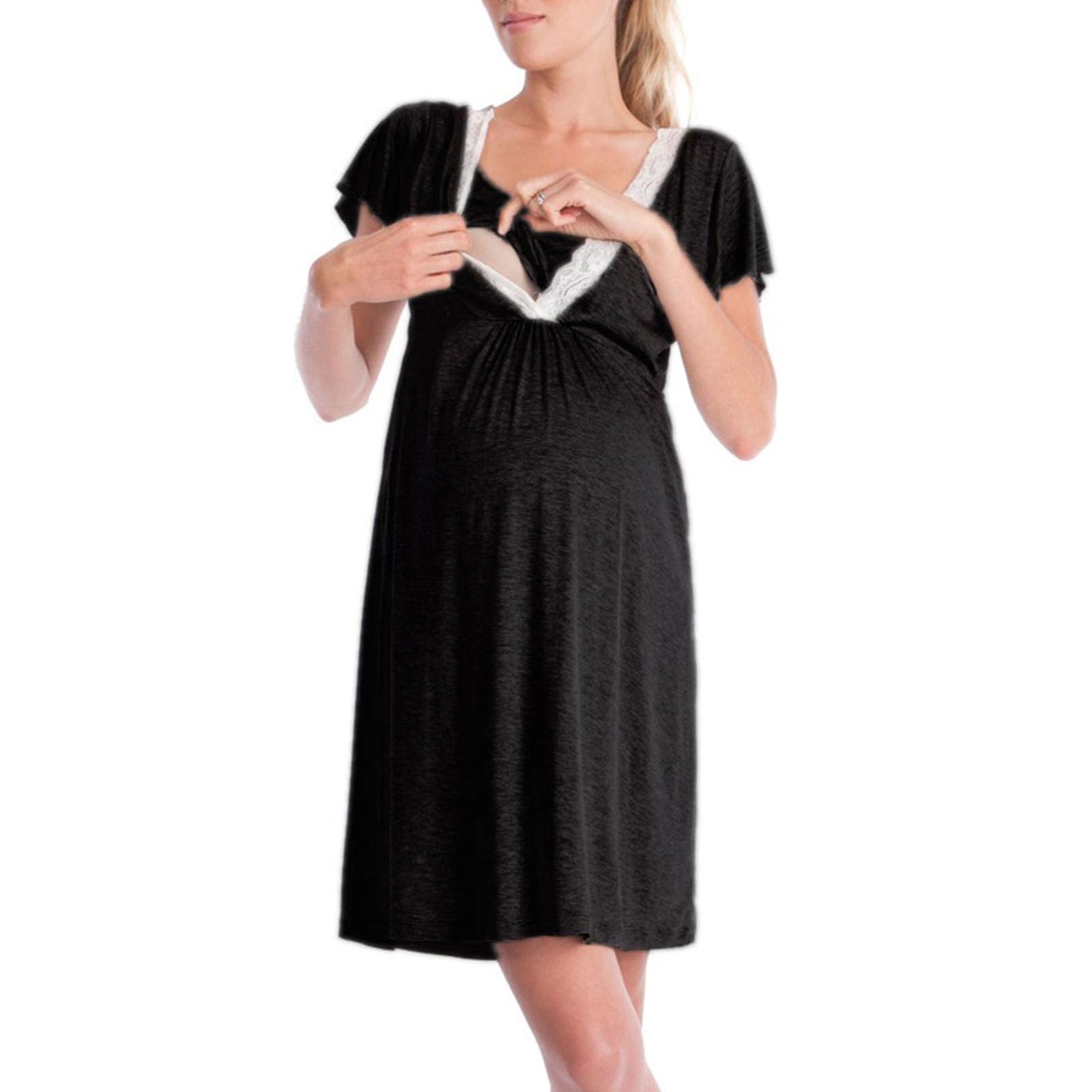 Camicia da notte premaman allattamento in cotone morbido abito da notte vestibilità ampia per gravidanza camicia da notte maternità in cotone
