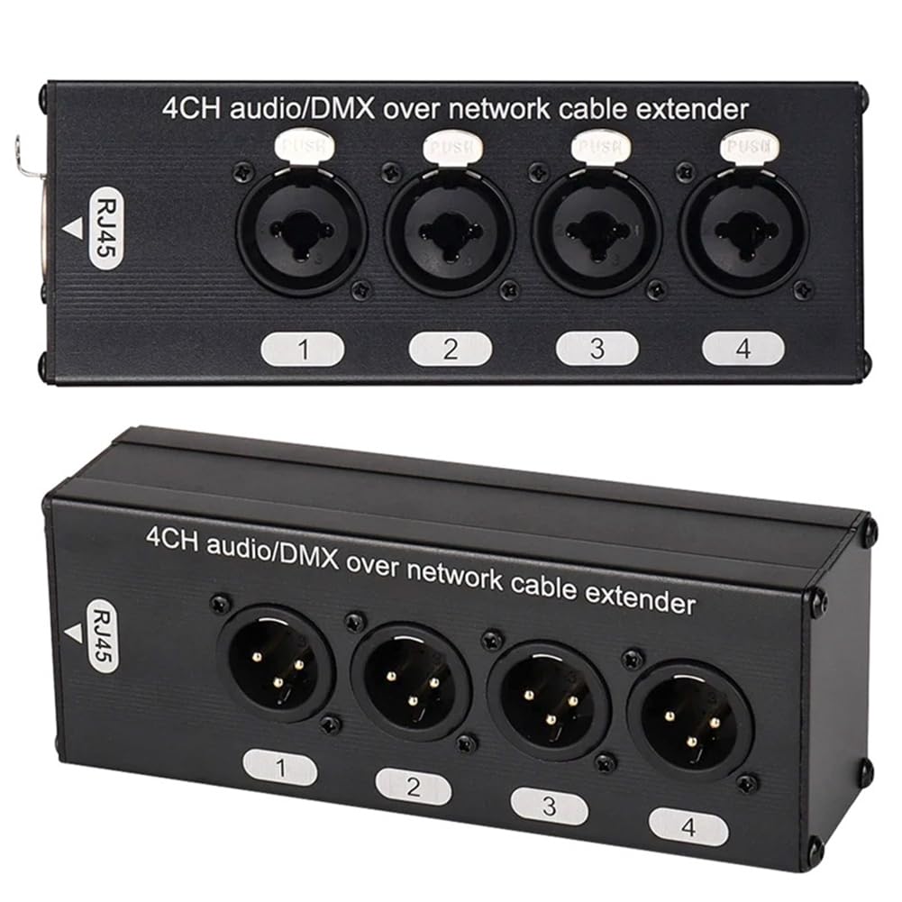 1 Coppia di Estensori XLR/Audio RJ45 Cat5/Cat6 Ethernet A 4 Canali, Estensore XLR, Trasmettitore/Ricevitore per Palcoscenici dal