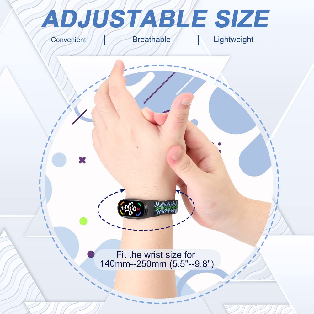 SHIJZWD Cinturino elastico compatibile con Xiaomi Mi Band 7/Mi Band 6/Mi Band 5/Amazfit Band 5, cinturini di ricambio regolabili in nylon per orologi sportivi per donne uomini