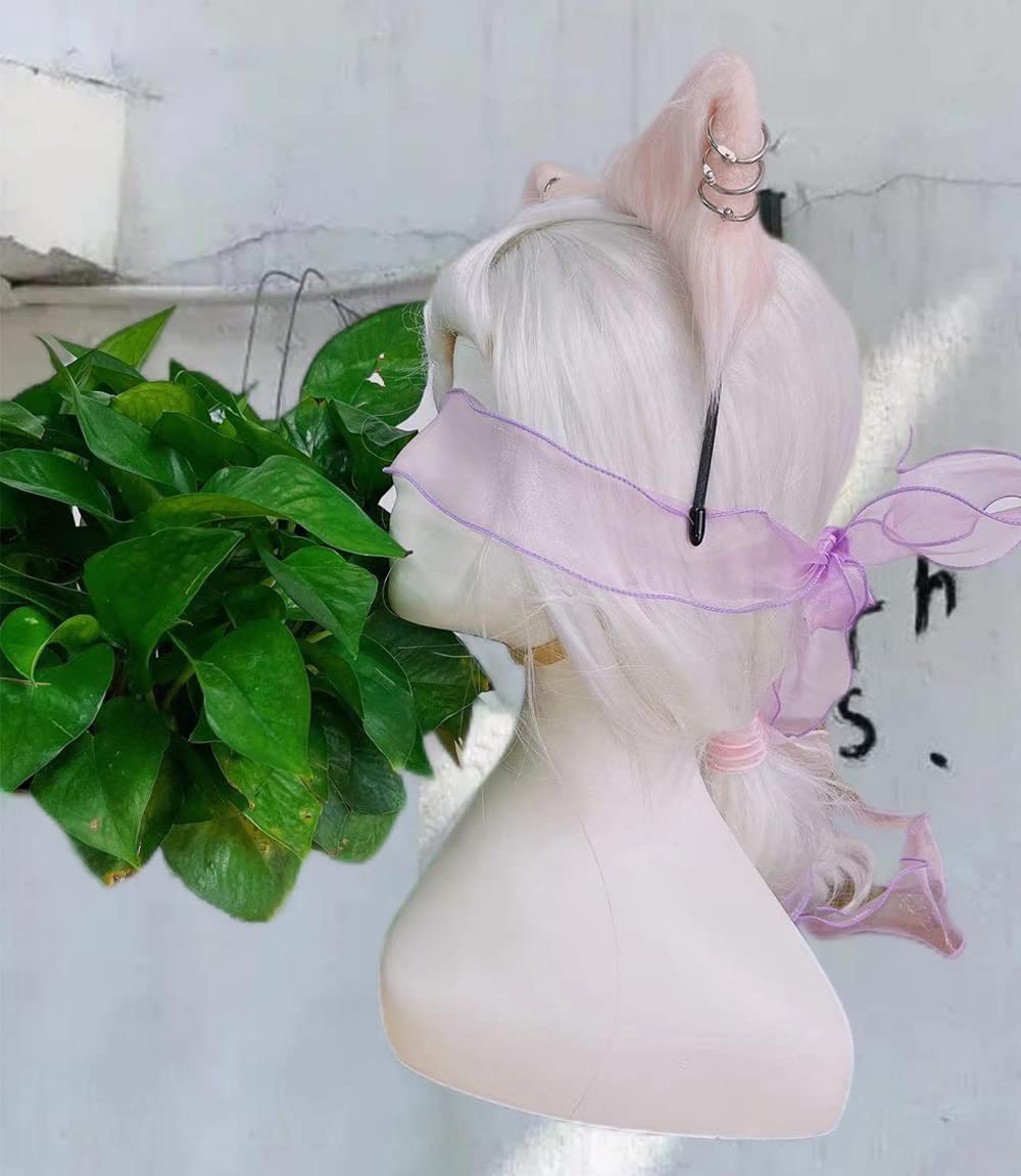 VIGVAN Cat Cosplay Ears Accessories Punk Gothic Cross Cat Ears Headbands Clips: Pink