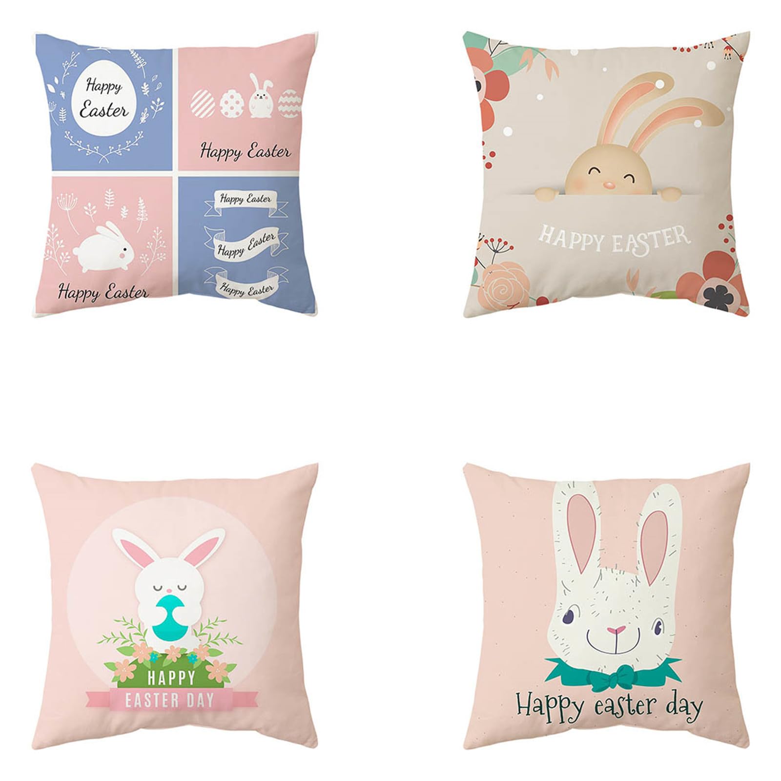 Housses de coussin Pâques 60x60cm taie d'oreiller en lin pour canapé