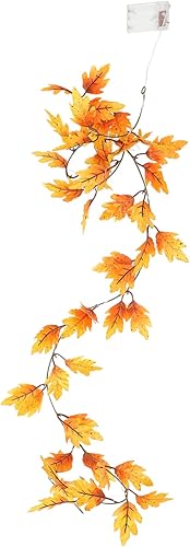 Guirnalda de adornos luminosos de ratán de arce con hojas de otoño, decoración para salas de casa, guirnalda de luces de hojas de arce, guirnalda de