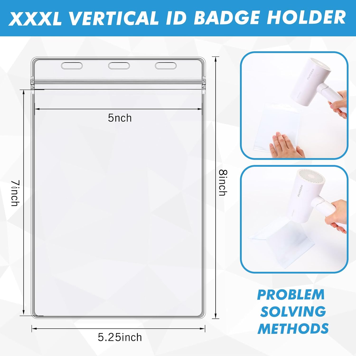 Patelai 100 Pcs 5 x 7 Inch Plastic Badge Holder Bulk Clear Vinyl ID Protector Sleeves Card Ticket Credential Badge Sleeves Vertical Waterproof Name Tag Holder for Sporting Events - Image 2