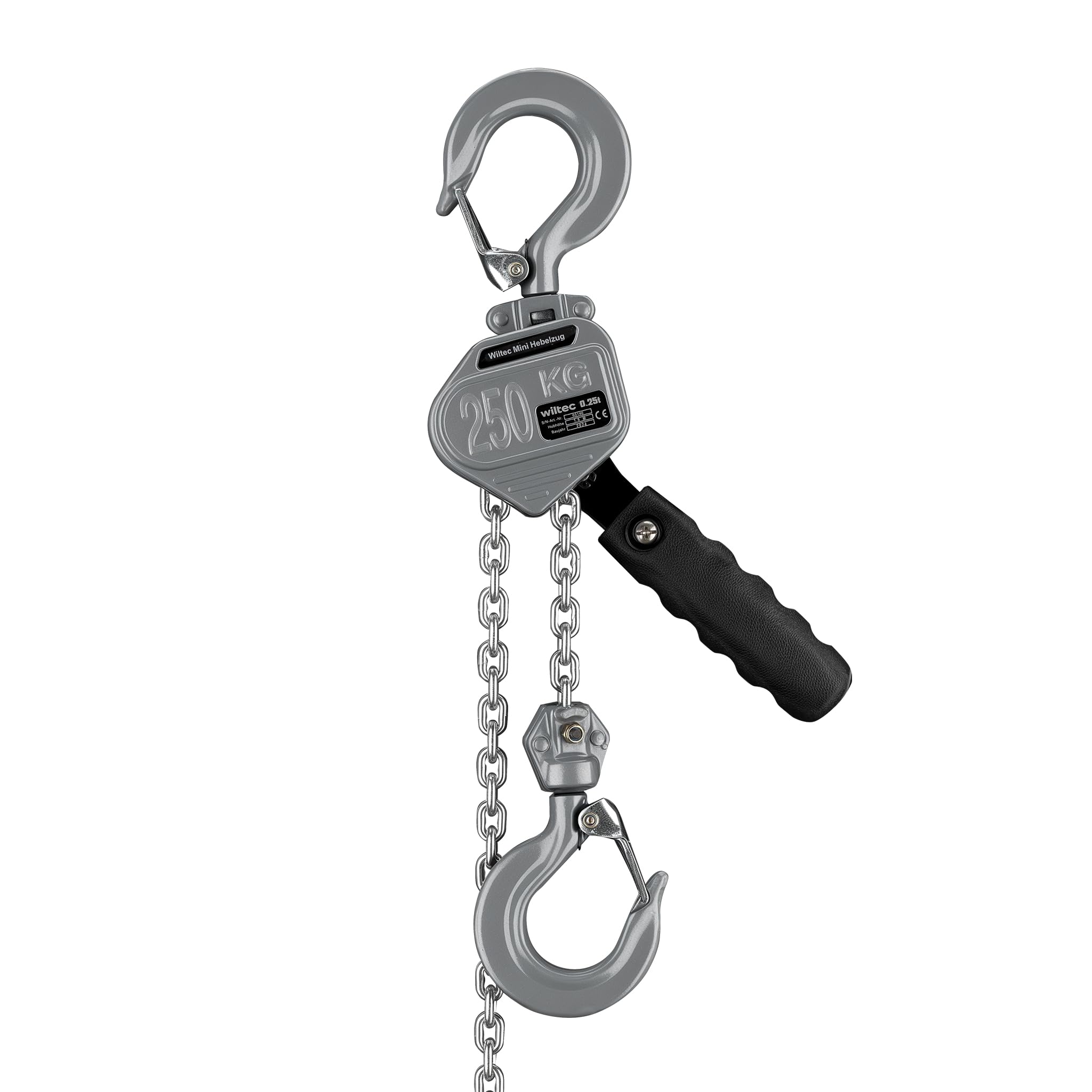 Wiltec Mini polipasto de palanca 250 kg con cadena G100 y carcasa de aluminio cabrestante manual de 1,5 m de elevación sistema de freno y engranaje reductor para mayor seguridad y facilidad de uso