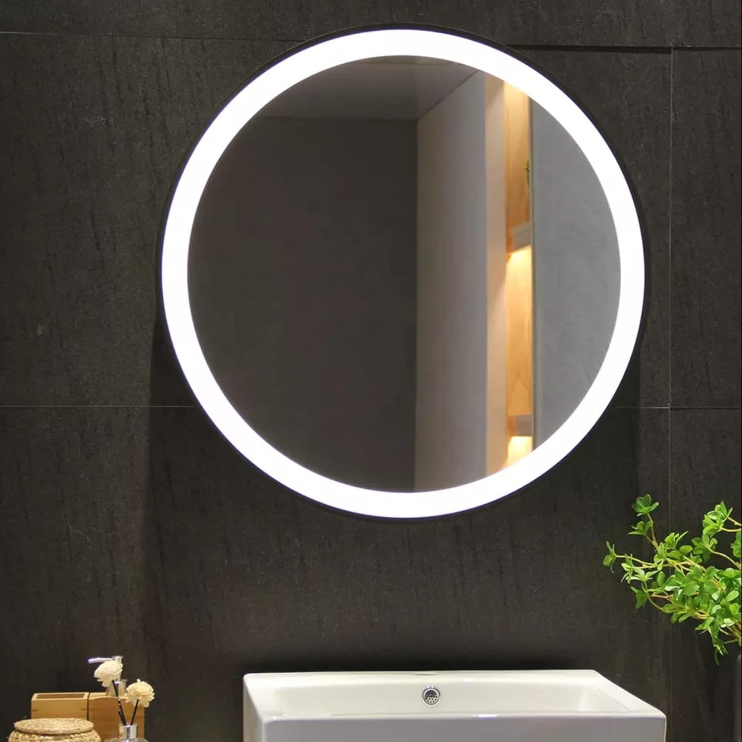 Biznest Round Bathroom Led Mirror Lights Illuminated Demister Pad Antifog Touch Design 1 (40x40cm)