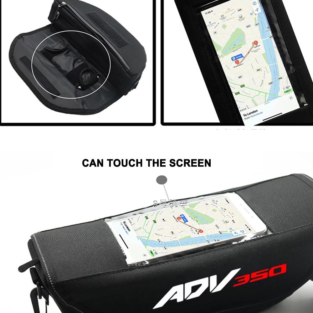 Generico Borsa da manubrio per ADV350 ADV 350 2022 2023 2024 Borsa da manubrio portatile impermeabile per telefono Borsa da navigazione per volante da moto