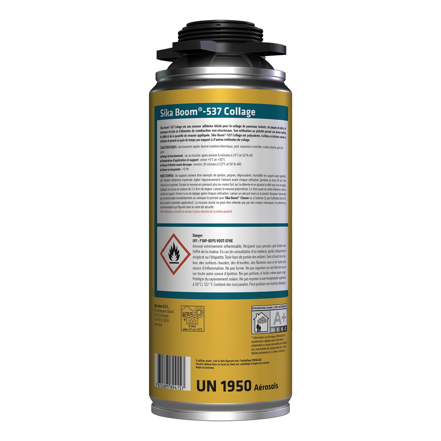 SIKA - Lot de 3x Mousses polyuréthane adhésive - Pour le collage d'éléments de construction - Pistolable - Blanc - 500ml + Pistolet d'application