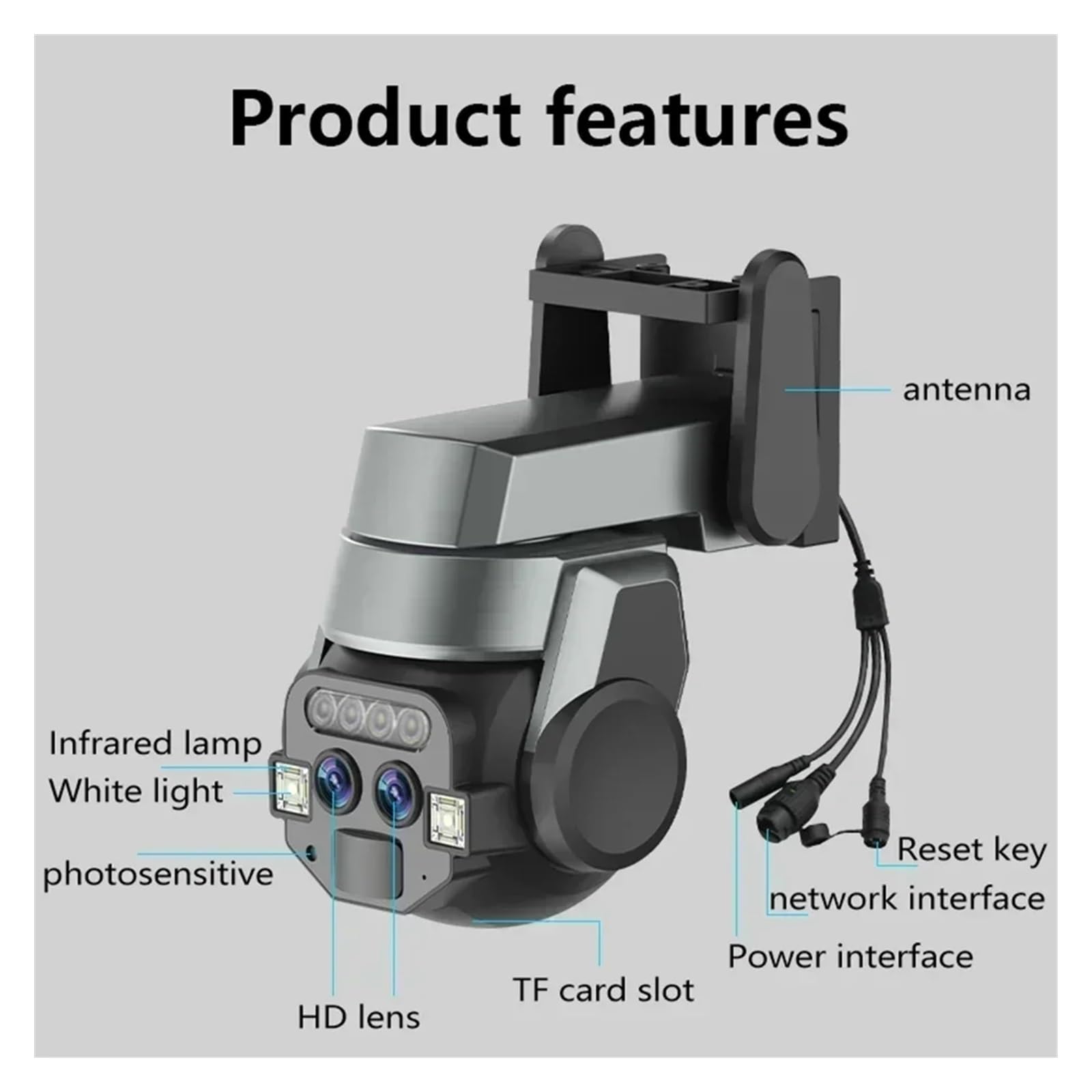 Kamera bezpieczeństwa, Kamera z podwójnym obiektywem 6 MP HD 10-krotny zoom Zewnętrzny PTZ AI Detekcja mobilna Inteligentne śledzenie Kolorowe światło Monitorowanie noktowizyjne(6MP Camera Add 32GB)