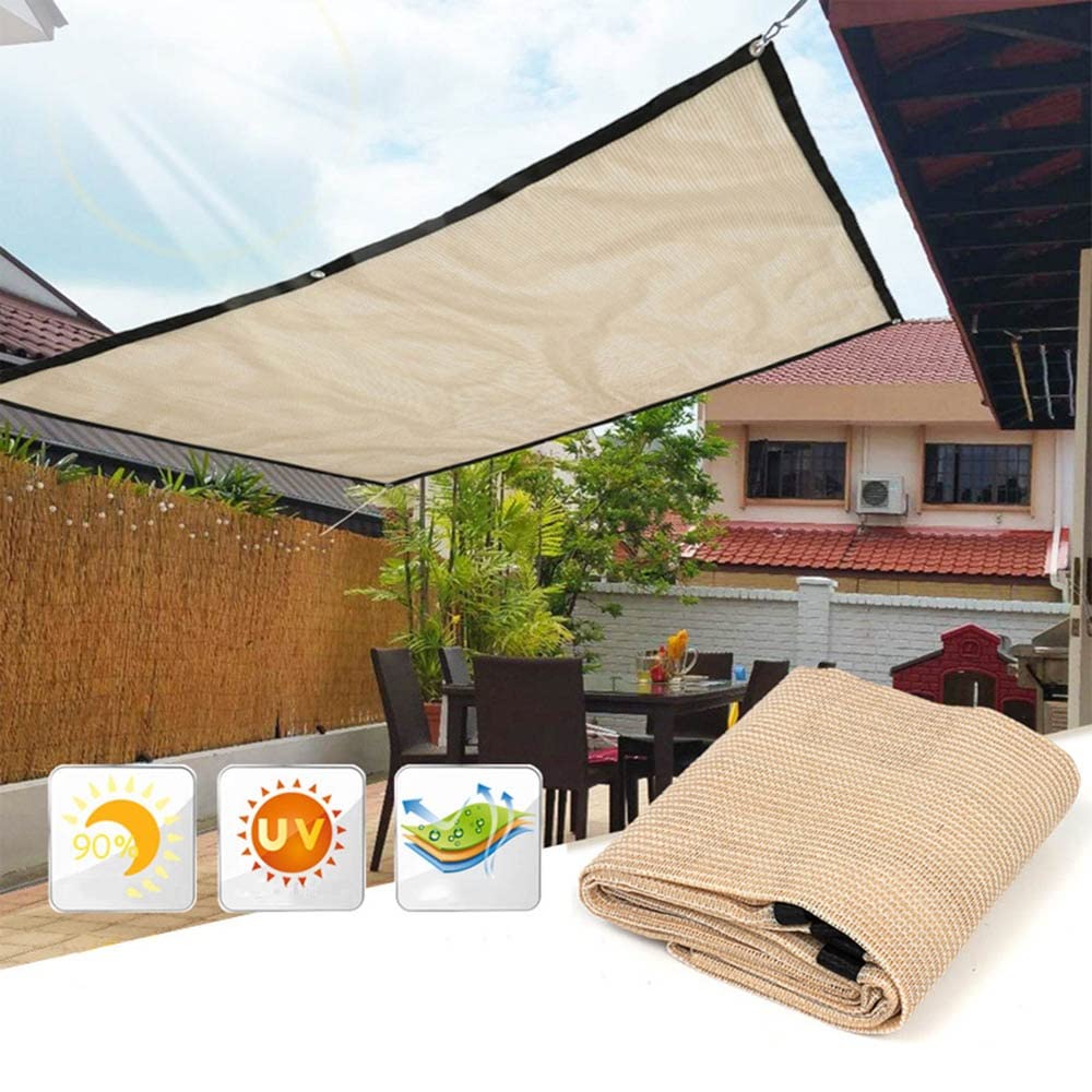 Gewächshaus-Schattierungsnetz, 90% Sonnenschutz, Beige, Mit Ösen – Verschiedene Größen (z.B. 4x7 M)