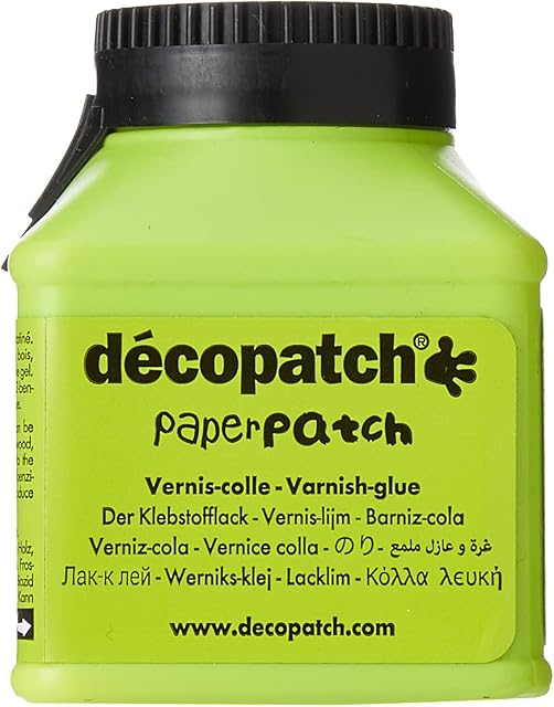 Décopatch - Ref PP70AO - PaperPatch Glossy Glue - 70g Tub - Formualted with Varnish, No Pull-In or Crinkle, Child Safe & Food Safe, Suitable for Wood, Metal, Plastic & More.