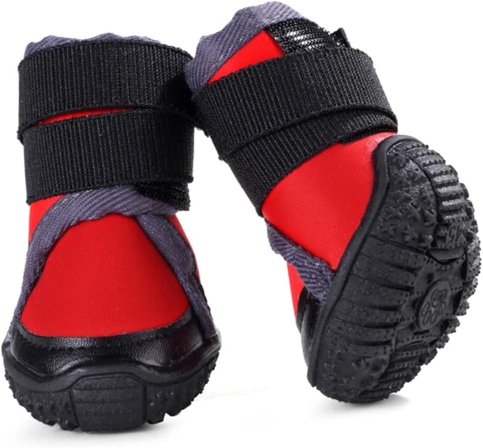 4pcs Dog Warm Shoes Outdoor Non- Boots for Mountain Climbing Red Breathable for