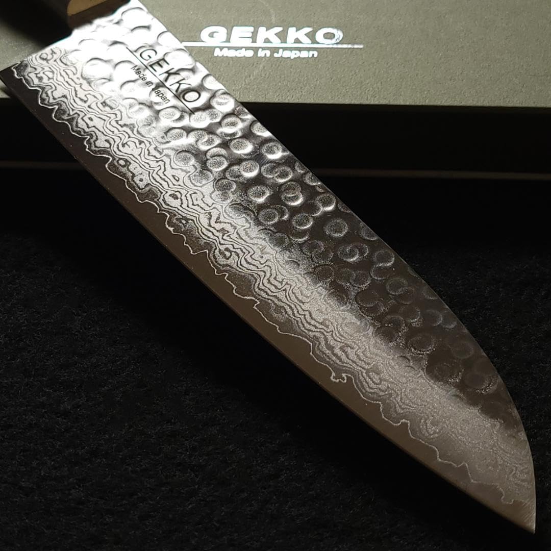 VG10 ダマスカス 三徳包丁185mm 茶柄 G1706E 月光作 【公式通販】