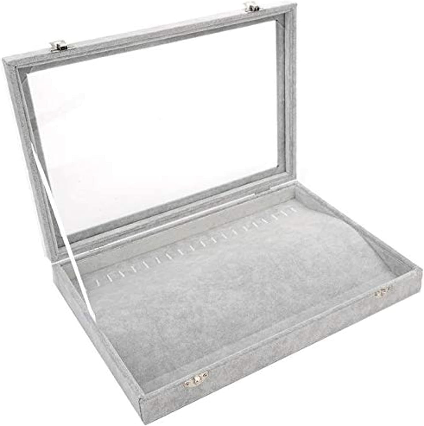 NIBEMINENT Jewelry Boxes Organizer Necklace Pendant Jewelry Display Storage Box Holder With Window 20 Necklaces Ideal Gift Box for Wife Girlfriend, Grey, SSZ162