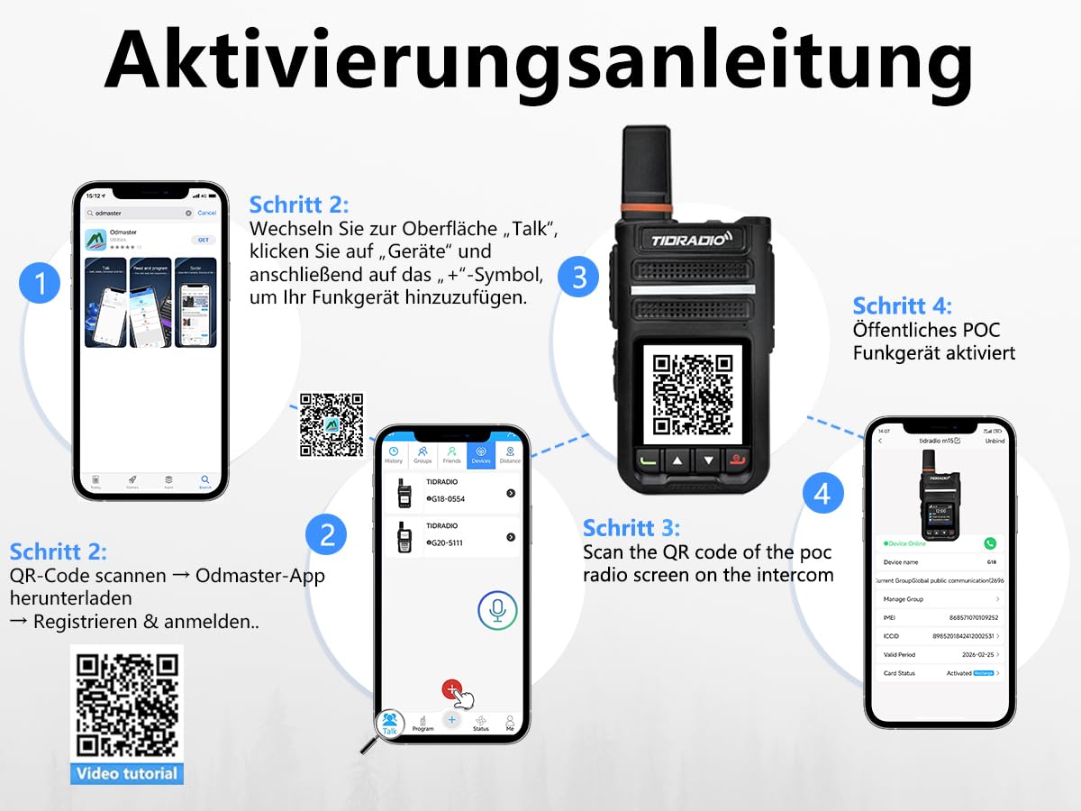 TIDRADIO TD-G18 4G LTE PoC Funkgerät | Globales Walkie-Talkie mit europaweiter Abdeckung & 6000 km Reichweite | 2er-Set mit SIM & Datentarif | Ideal für Teamarbeit, Baustelle, Logistik & Reisen