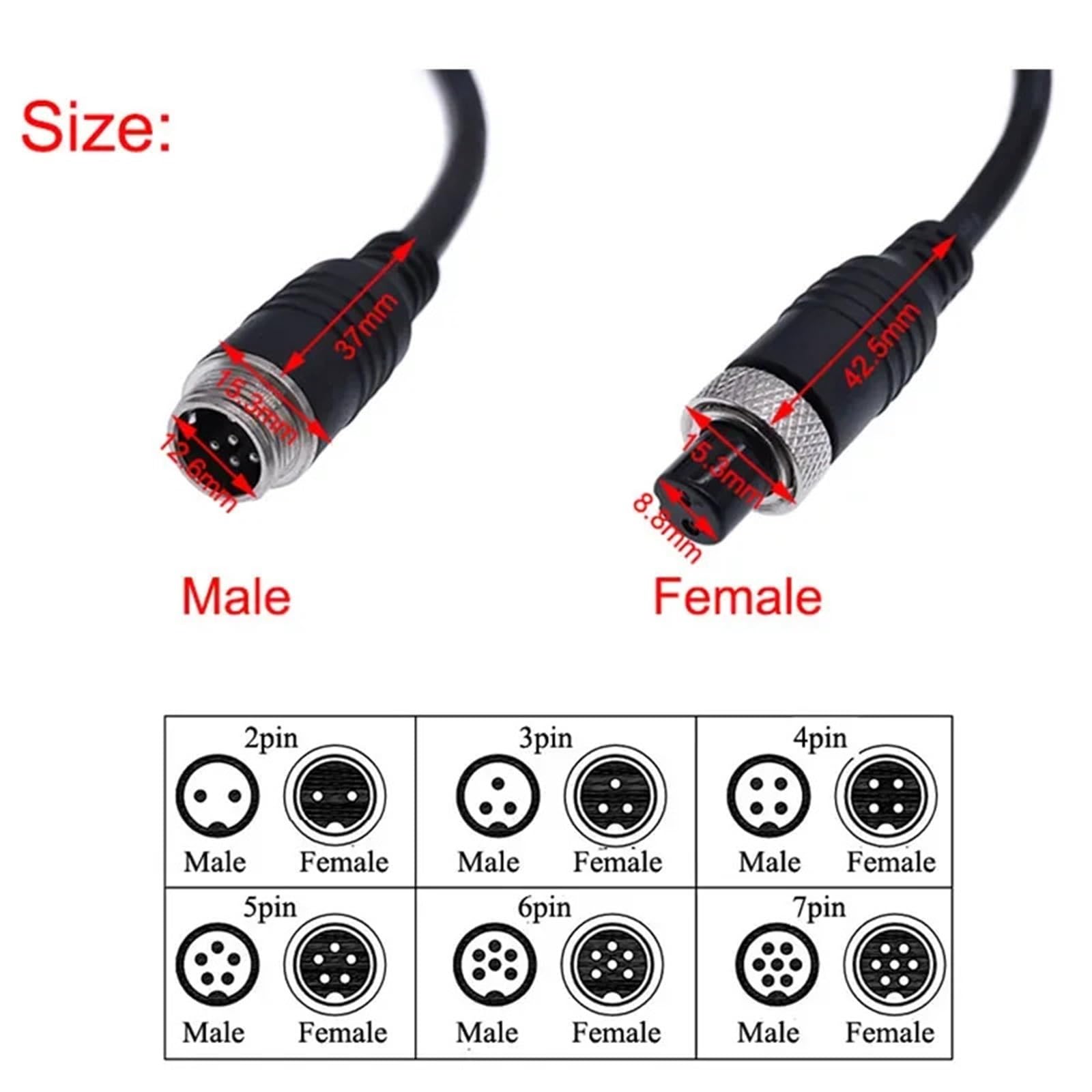 2M GX12 2/3/4/5/6Pin męski/żeński przedłużacz M12 złącze wideo i audio do kamery (4-pinowy żeński żeński)